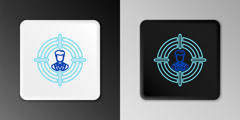 Obraz premium Line Head hunting icon isolated on grey background. Business target or Employment sign. Human resource and recruitment for business. Colorful outline concept. Vector.