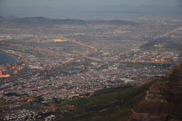 Kapstadt bei Sonnenuntergang, Sicht vom Tafelberg