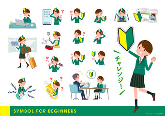 flat type school girl Green Blazer_beginner