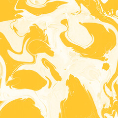 Yellow luxury marble ink texture on watercolor paper background. Marble stone image. Bath bomb effect. Psychedelic biomorphic art.
