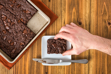 Snacking on some homemade Paleo Almond Flour Brownies - 410675109