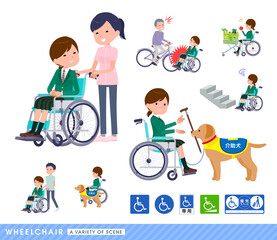 flat type school girl Green Blazer_wheelchair-scene