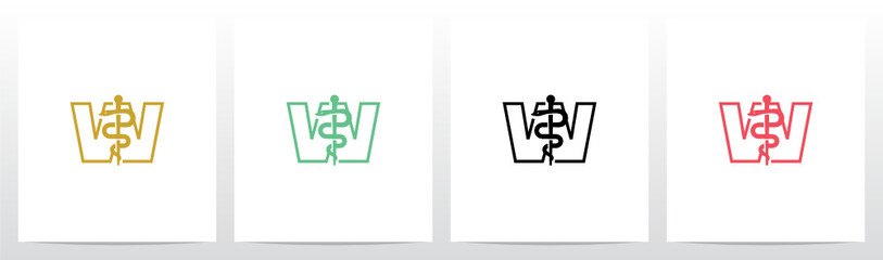 Rod of Asclepius On Letter Logo Design W
