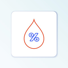 Line Water drop percentage icon isolated on white background. Humidity analysis. Colorful outline concept. Vector.