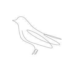 Bird one line drawing, vector illustration