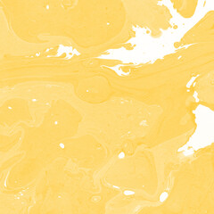 Yellow luxury marble ink texture on watercolor paper background. Marble stone image. Bath bomb effect. Psychedelic biomorphic art.
