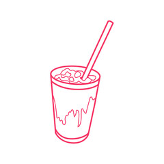 Iced coffee with ice vector icon, Symbol, logo illustration.