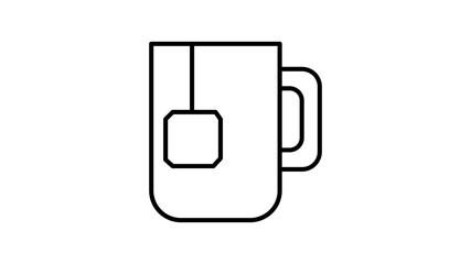 Mug of tea with tea bag and steam icon