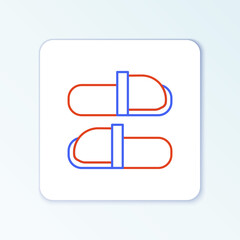 Line Sauna slippers icon isolated on white background. Colorful outline concept. Vector.