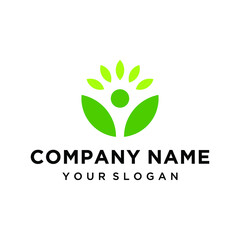 Environmental logo vector. Abstract leaf, people and light illustration