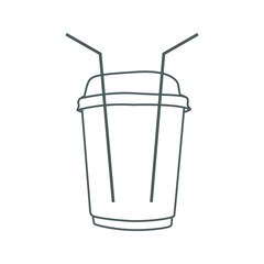 Coffee theme icon, glass of tea, Ice coffee vector icon, ice coffee cup