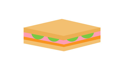 Breakfast, delicious start to the day. Simple sandwich with cheese and vegetables. illustration cartoon flat icon isolated on white