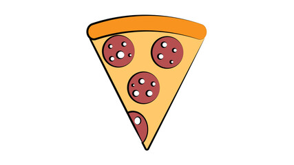 illustration of delicious slice of pepperoni pizza with melted cheese, hand drawn