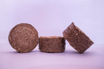 Pieces of white coal isolated on white background.