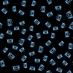 Line Hindu spiritual temple icon isolated seamless pattern on black background. Vector.