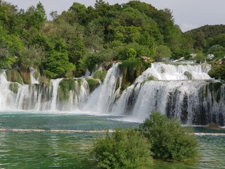 Fototapeta premium The Krka National Park with it’s waterfalls, Dalmatia, Croatia, is a popular hiking area