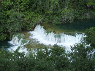 The Skradinski buk waterfall in Krka National Park, Croatia, plunges 45 meters down over 17 cascades