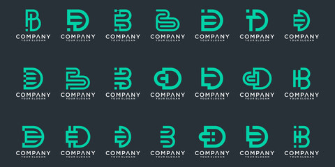 set of monogram creative letter logo template. icons for business of luxury, elegant, simple