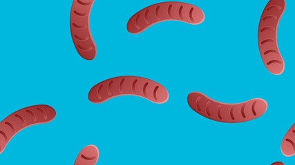 Grilled sausage hand drawn outline doodle seamless pattern. sketch illustration of sausage for print, web, mobile and infographics isolated on white background