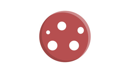 Round slice of sausage salami flat material design isolated on white