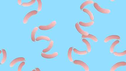 Sausages seamless pattern, flat style. Frankfurters endless background, texture. illustration. Dinner, kitchen