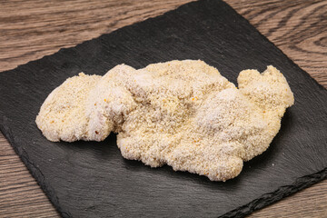 Raw meat schnitzel for roast