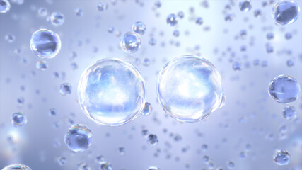 3D rendering cosmetic bubble Moisturizing design on background Abstract science background with bubbles on water. cosmetic bubble essentials design