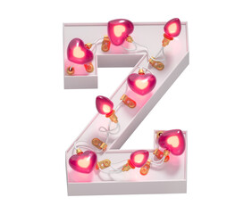 Garland light font. Valentines day. Letter Z.