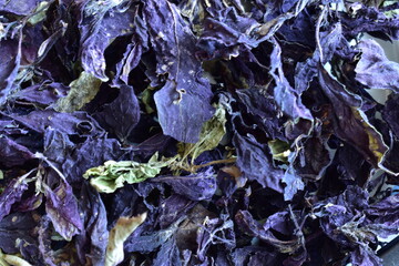 Background of dried basil leaves