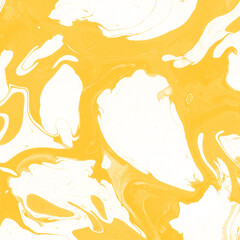 Yellow luxury marble ink texture on watercolor paper background. Marble stone image. Bath bomb effect. Psychedelic biomorphic art.