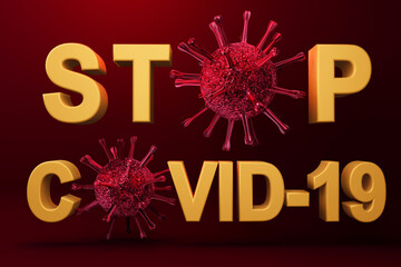 Stop covid-19 virus, 3d rendering illustration.