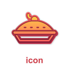 Gold Homemade pie icon isolated on white background. Vector.