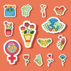 bundle of womens day set icons