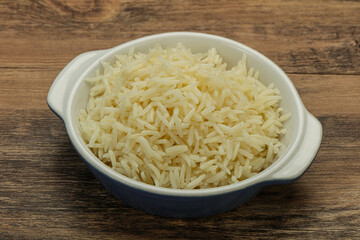 Steamed basmati rice in the bowl