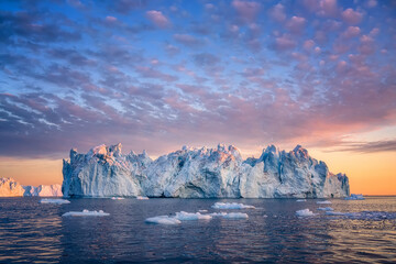 floating glaciers at fjord Disco Bay West Greenland