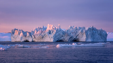 floating glaciers at fjord Disco Bay West Greenland