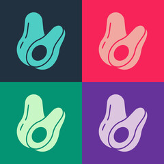 Obraz premium Pop art Avocado fruit icon isolated on color background. Vector.