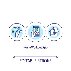 Home workout app concept icon. Getting best software for exercising in any place. Remote workout plans idea thin line illustration. Vector isolated outline RGB color drawing. Editable stroke
