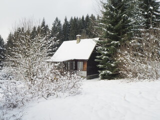 house in the snow