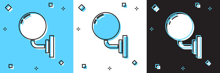 Set Wall lamp or sconce icon isolated on blue and white, black background. Wall lamp light. Vector.
