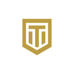 T logo design with armour