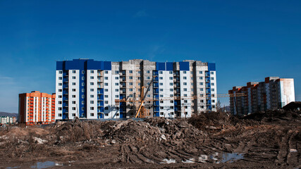 Building under construction. Modern apartment buildings.