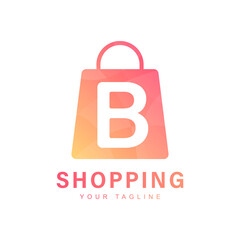 Letter B logo in a shopping bag with a modern concept