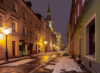 Fototapeta na wymiar Poznan. Old town square at night.