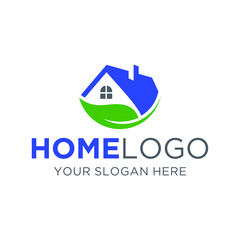 Creative house with leaf logo