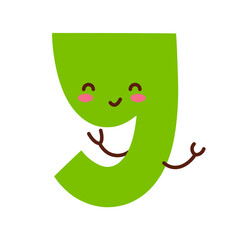 Letter Y. Funny character with cute face. Design for kids room, poster, nursery typography.