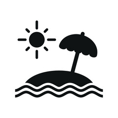 Beach icon with sun and umbrella illustration vector