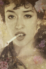 Woman with cigarette Retro Grunge