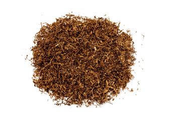 Pile of dry tobacco isolated on a white background