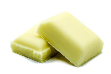 White chocolate isolated on white background
